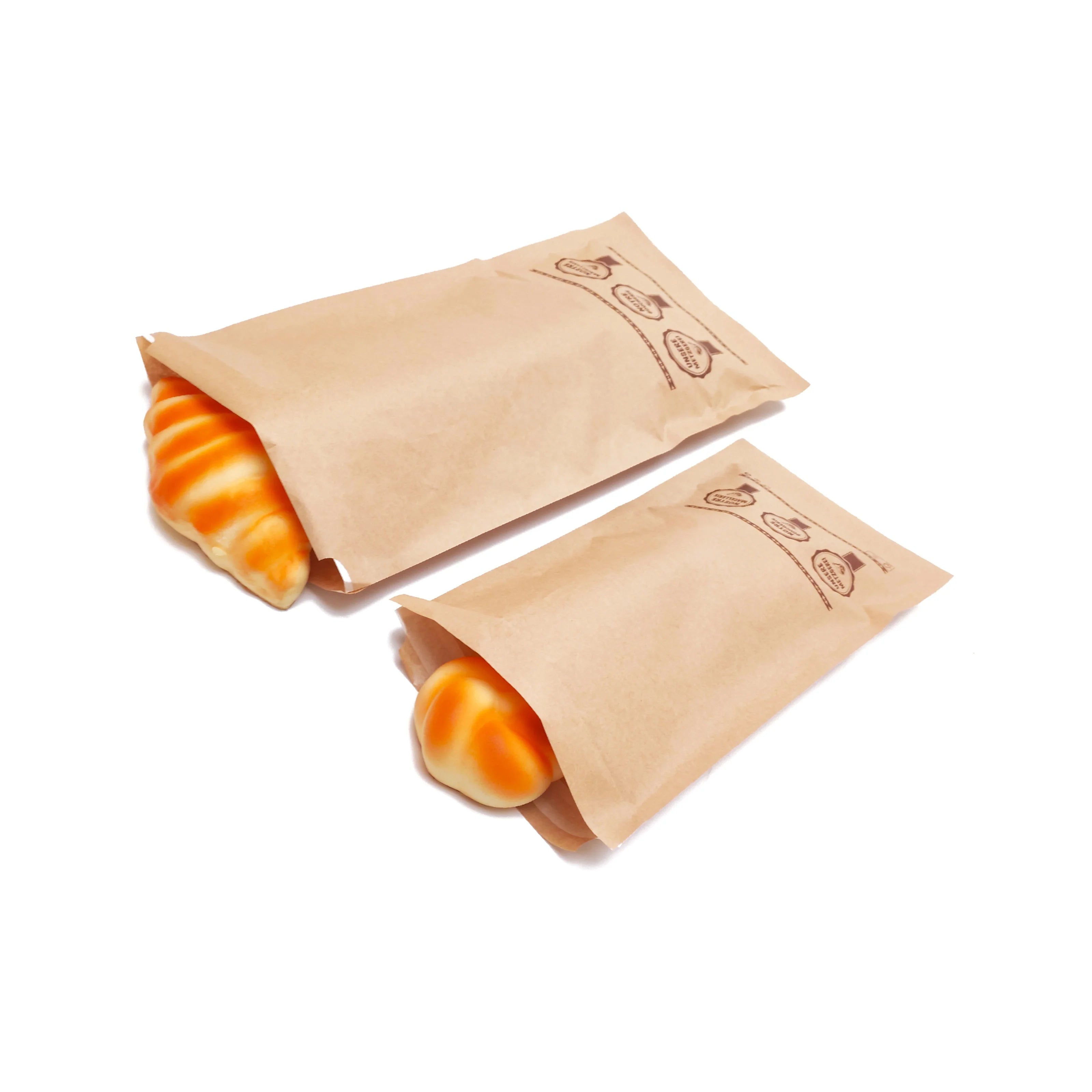 Food Grade Paper Bread Bags Compostable Natural Kraft Paper Bags for Bakery Cookies Treats Snacks Meat