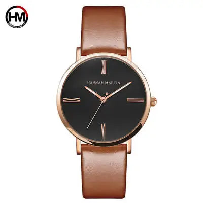 Hannah Martin 3801 New Simple Leather Waterproof Bracelet Lady Wrist Watch Fashion Watches Ladies Quartz Clock Relogio Feminino