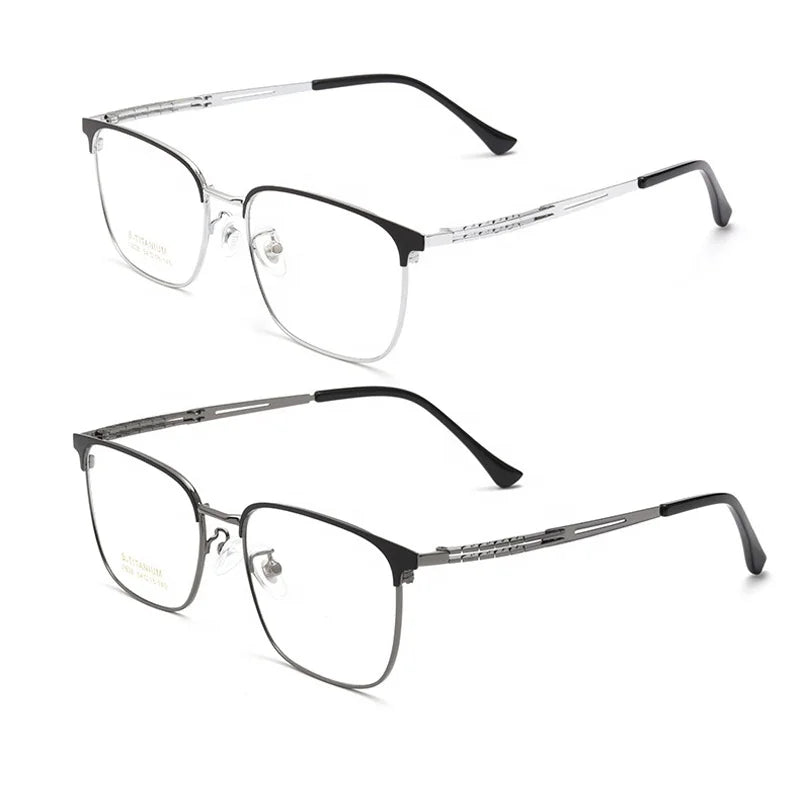 Titanium Flexible Arm with Alloy square Full-rim Lightweight IP Coating Optical Glasses Frame for Men