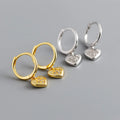 Hot Popular Four-Leaf Clover Zircon Heart Shaped Rhodium Plated 925 Sterling Silver Small Hoop Earrings for Party and Gift