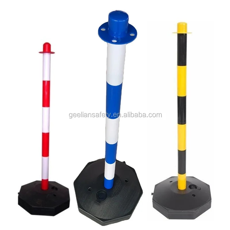 Red White Water Sand Filled Base Traffic Road Warning Post PE Delineator Post t Top Safety Bollard Reflective Plastic Chain
