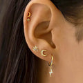 Hot Sale Gold Color Moon Star Lightning Huggie Hoop Stud Earrings for Women Fashion Celestial Jewelry Earrings Gift Accessories