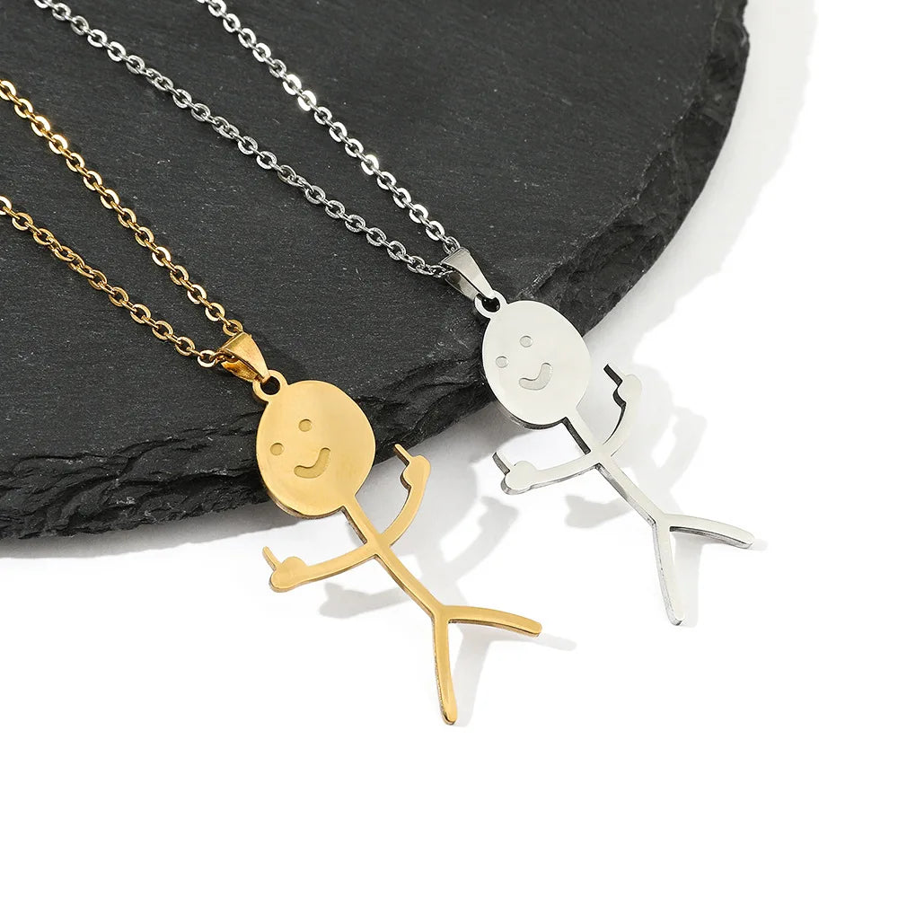 Funny Doodle Necklace for Men Middle Finger Pendant Fashion Personalized Hand Gesture Necklace Hip Hop Fuxk You Necklace