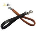 SinSky Close Proximity Training Dog Leads Leash One Step Traction Rope Short Genuine Cow Leather Dog Leash