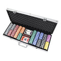 Factory Supply 500 Clay Poker Chip Set with Silver Aluminum case Set Include Accessories for Gambling Game