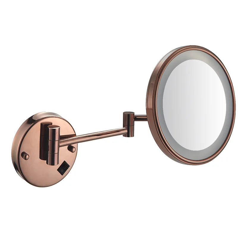 Spot 8inch Bathroom Mirror Wall Mounted Rose Gold Compact Makeup LED Mirror