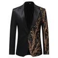 36R-48R US Mens Gold Sequins Slim Fit Black Blazer Hip Hop Stage Singers Prom Dress Suit Jacket Party blazer for Men Stylish