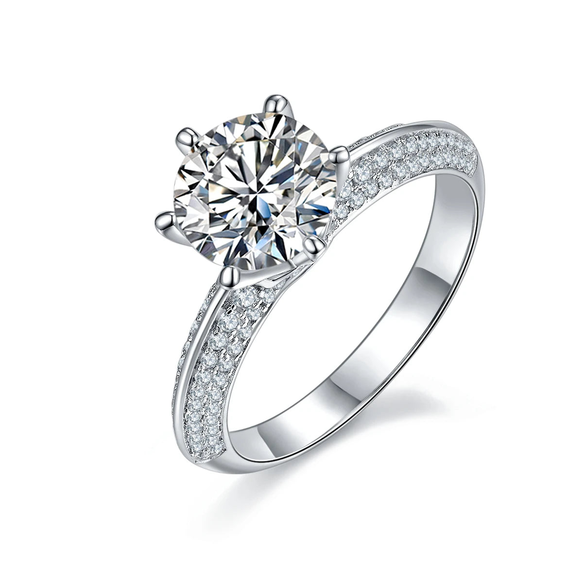 Wish Jewelry Factory Direct Wholesale-Moissanite Rings 925 Sterling Silver 3 Stone Moissanite Ring for Engagement