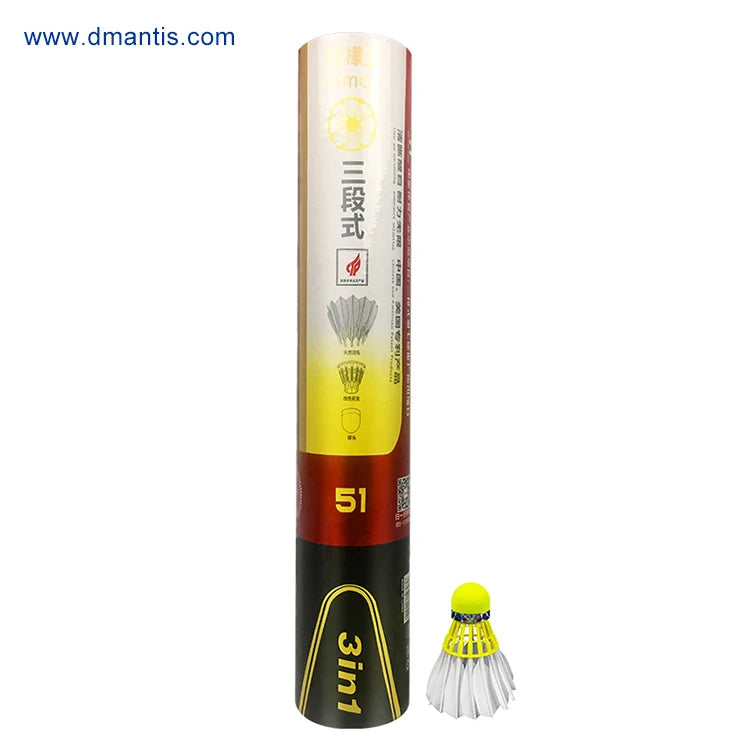 Natural Goose Flex Fiber Cock 3in1 Badminton Shuttlecock D51 with Speed 78