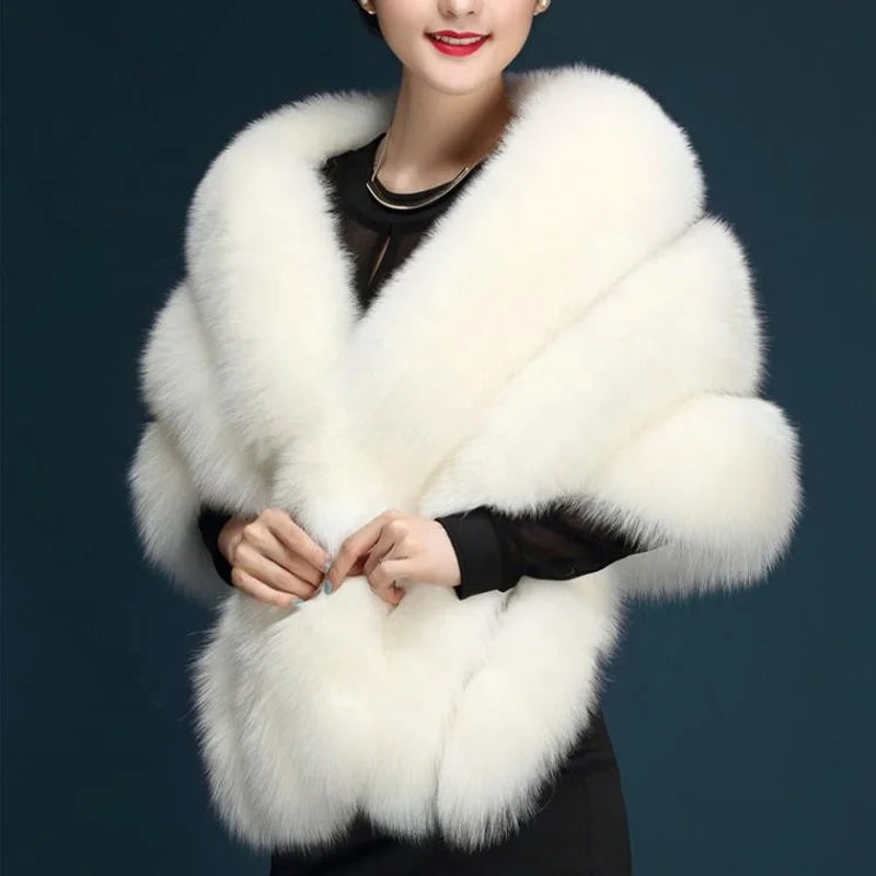 White Traditional Wedding Scarf & Shawl Bolero Wrap Shawl Jacket for Women Warm Fur Cape Coat with Bolero for Winter Weddings