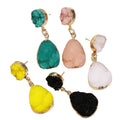 Zooying 2022 Women's Trendy Gold-Plated Natural Stone Crystal Statement Earrings Set Custom Diamond Hoop Stud for Party Gift