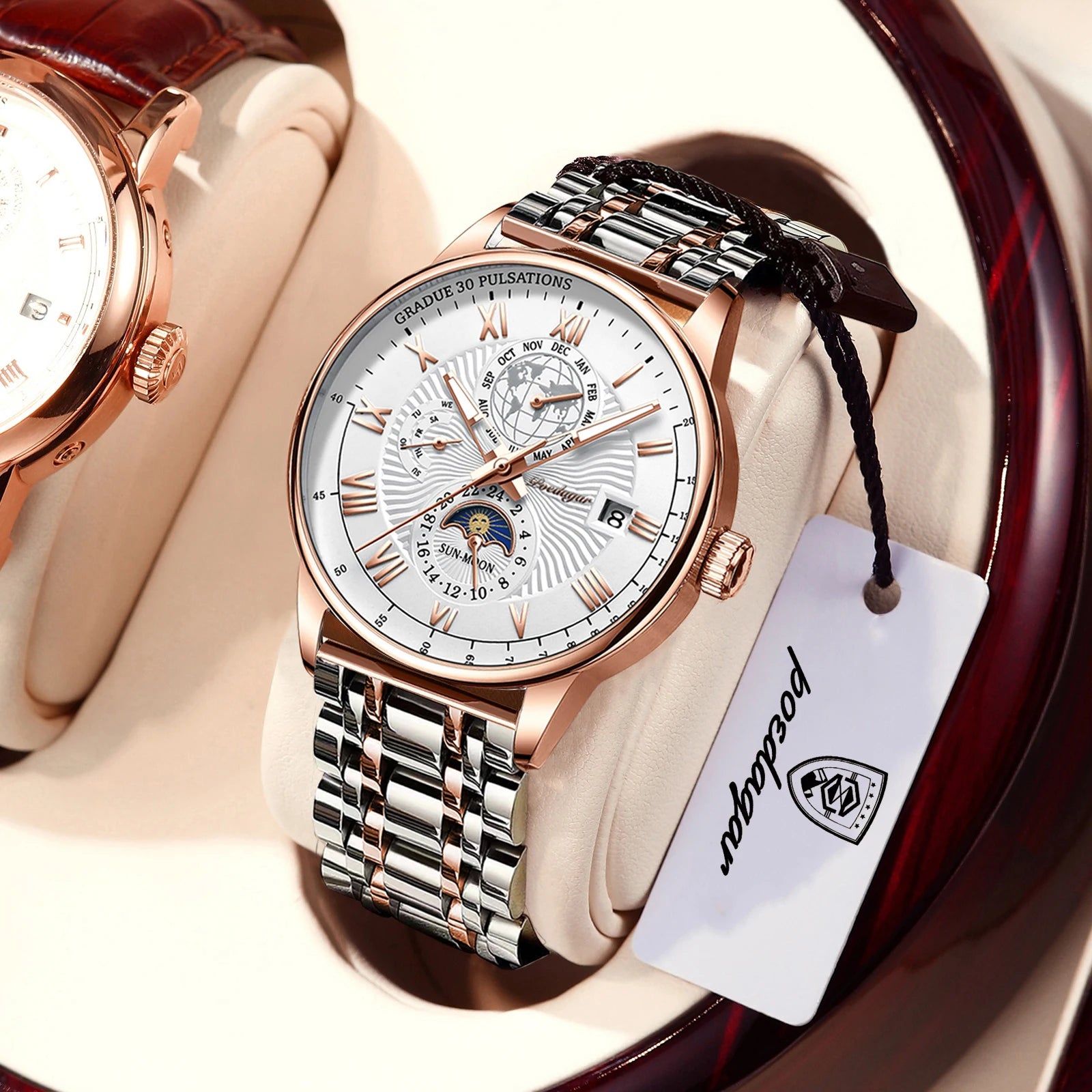 Poedagar Stainless Stain Quartz Watches Luxury Reloj Luminous Waterproof Men Watch  Wrist Date  Watch for Men