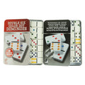 Kaile Custom Double 6 Domino Bone Set Game in Metal Tin Box Wholesale of 50*25*10mm White Domino with Colorful Dot