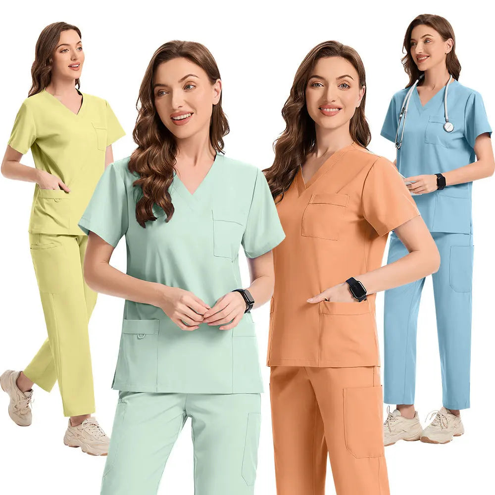 Flywin Custom Unisex Scrubs Uniform Dental Clinic Work Wear Straight Pants Hair Salon Beauty Spa Nursing Uniform Sets
