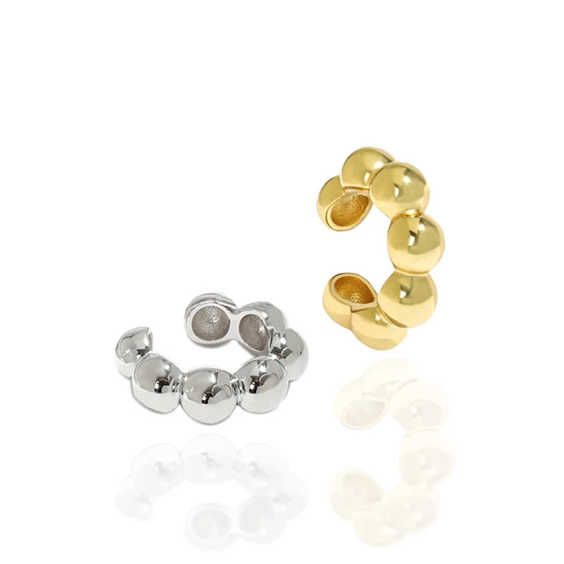 WMET509 Piercing Fake Balls Gold Plot Piercing Fake Balls High Polished Ear Cuff Earring 925 Sterling Silver Earrings Cuff