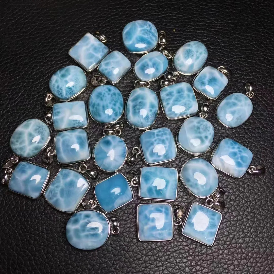 Larimar Pendant Natural Crystal S925 Larimar Pendant for Decoration