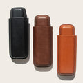 Luxury Portable Cigar Accessories 60 Ring Gauge Leather 2 Cigar Holder Case Travel Humidor Pocket with Porta Sigari Cutter