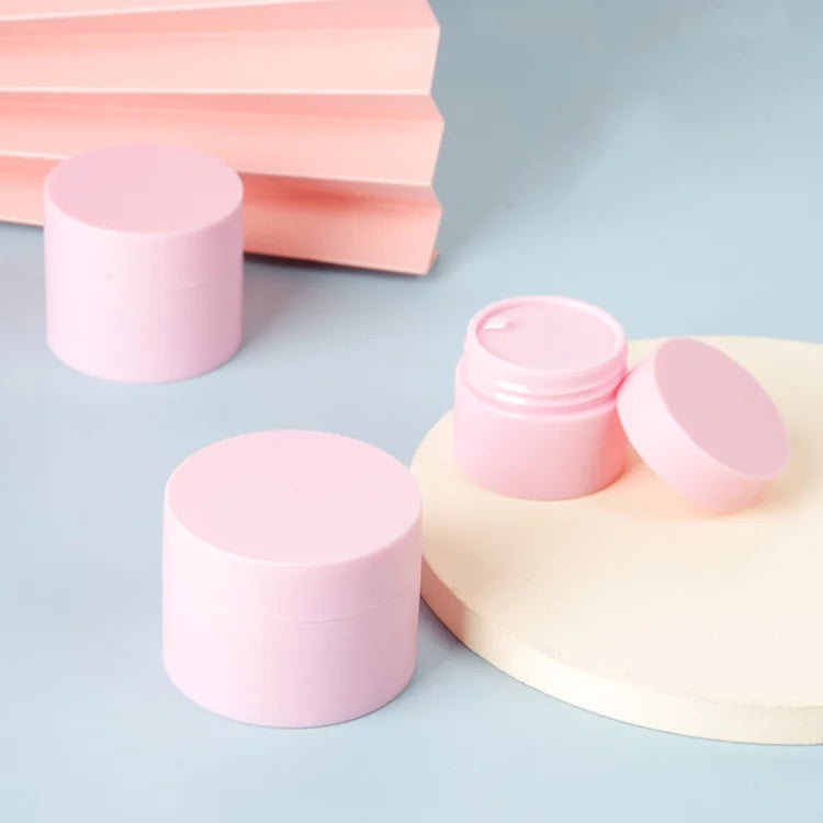 Custom Silk Screen logo Facial Care Empty Cosmetic Packaging 5g 10g 20g 30g Small pink PP Storage Container Plastic Cream Jar