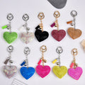 New Heart Rhinestone Keychain Bling Bling Velvet Tassel Keyring Crystal Studded Love Heart Pendant Bag Accessories