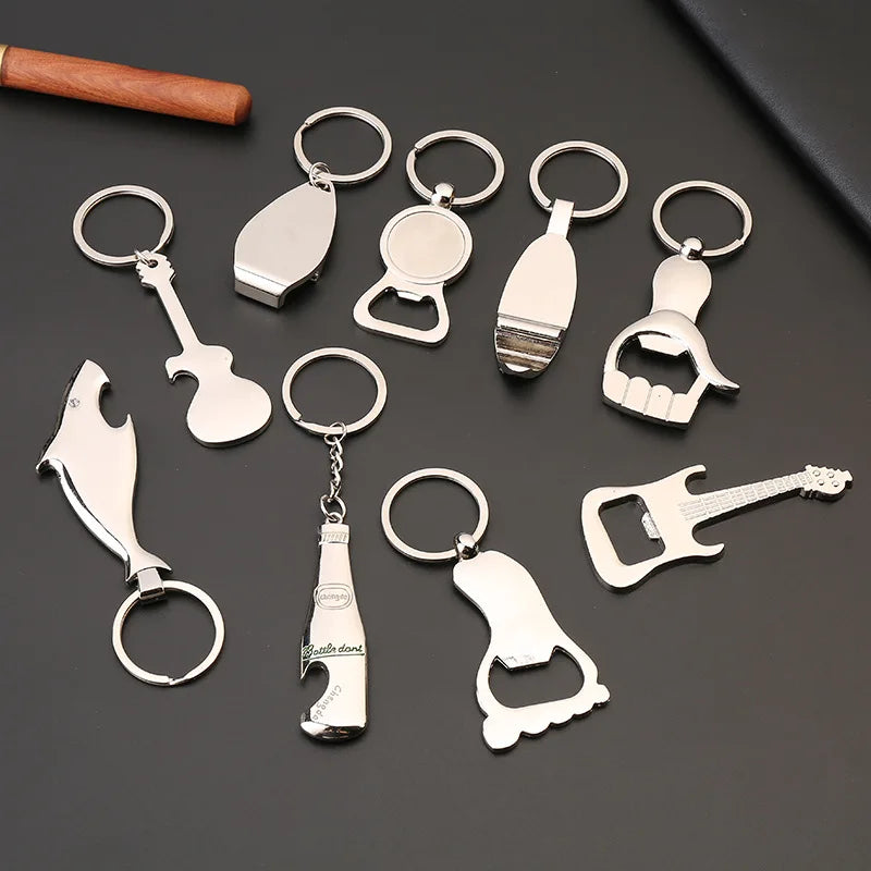 Customizable Bottle Opener Key Chain Laser Engraved Text Wedding Souvenir Unique Shaped Metal Keychain