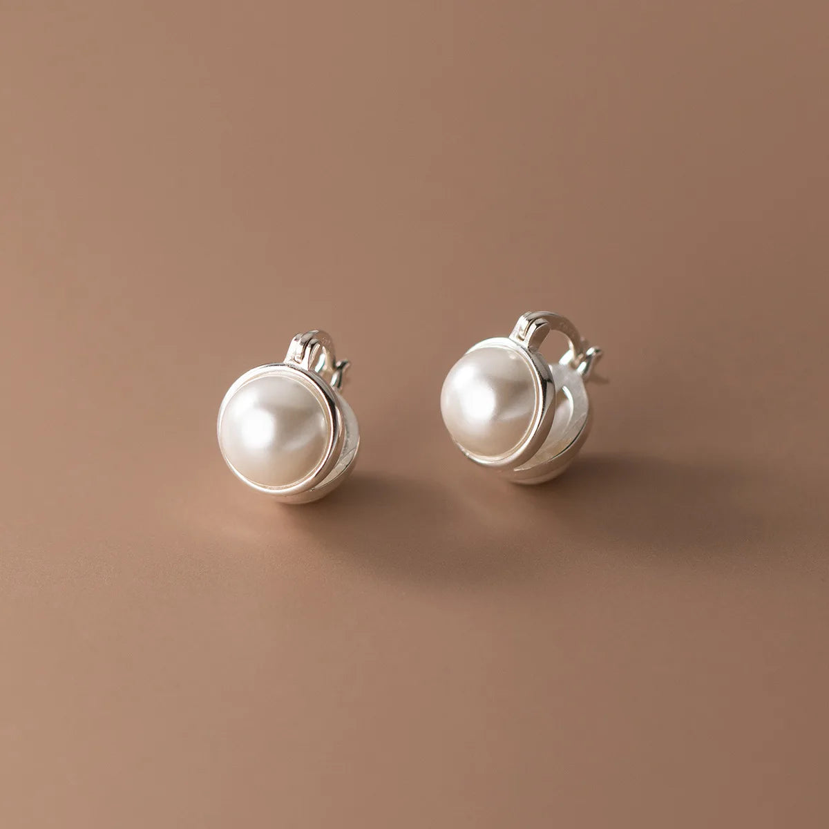 New S925 Sterling Silver Fashion Pearl Earrings Buckle Vintage Temperament Stud Earring Fine Jewelry Earrings Women