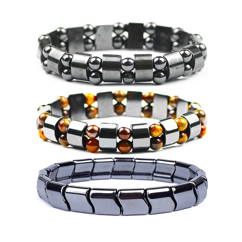 New Positive Energy Wave Hematite Energy Bracelets Nature High Polish Hematite Magnetic Bracelets for Men Women Jewelry