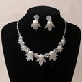 Best Selling Elegant Silver Plated Bridal Pearl Jewelry Sets Simple Wedding Necklace Earrings Pendant for Women for Parties