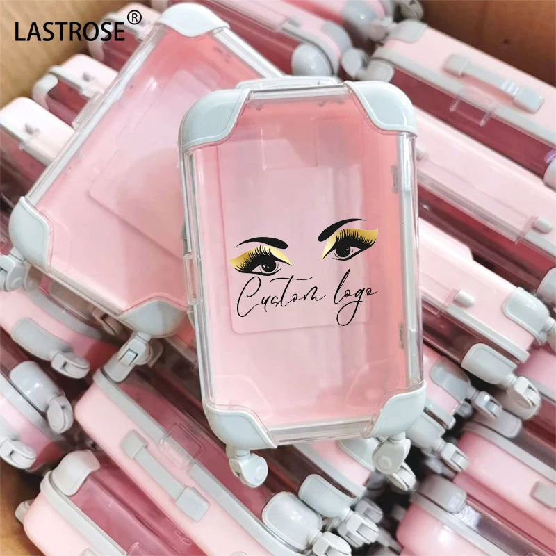 Cute Mini Luggage Suitcase 3D Mink Eyelash Packaging Case Best Selling Lip Gloss Mini Suitcase Packaging Box