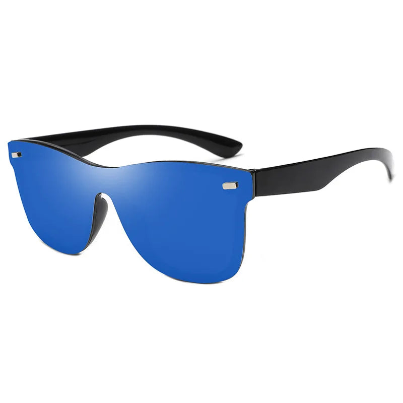 2023 Wholesale Fashion Frameless Sun Glasses Trend Simple Men's One Piece TAC Polarized Sunglasses