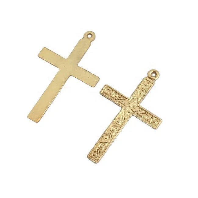 Wholesale Designer Exquisite Necklace Pendant 14K Gold Filled Carved Cross Pendant