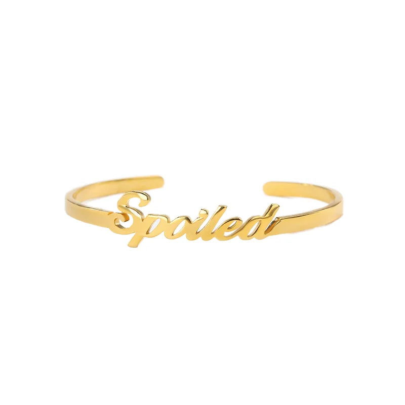 Ranoveo 18K Gold Plated Stainless Steel Cuff Bangle Personalized Tarnish-Free Trendy Mom Bridesmaid Mother's Day Gift MegaBDM