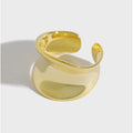 Statement Thick Irregular Design 18K Gold Plated S925 Sterling Silver Width Smooth Cambered Surface Ring for Women