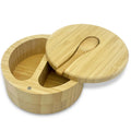 Bamboo Salt Cellar Bamboo Storage Box with Magnetic Swivel Lid & Spoon Wood Salt Cellar Box Without Spoon Storage Salt Container