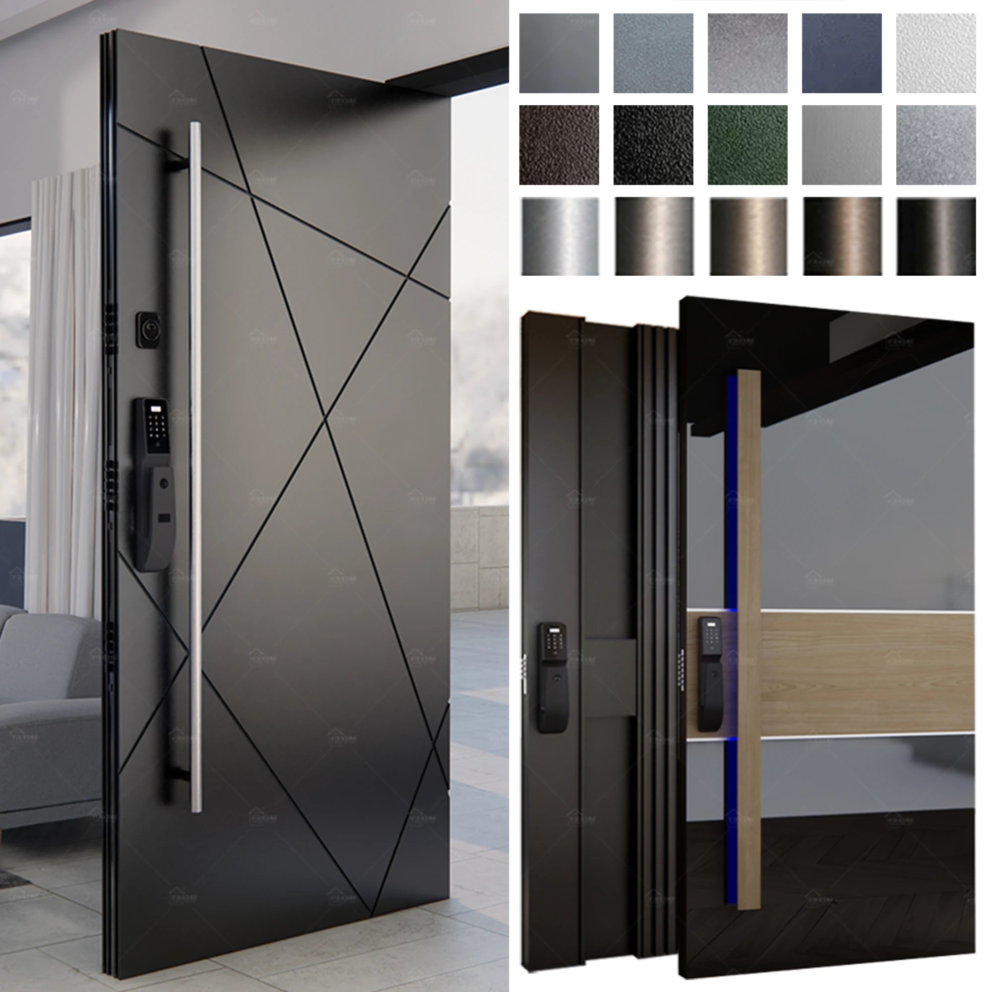 Italian Entry Doors Custom Smart Lock Main Security Hotel Entrance Door Cast Aluminum External Large Pivot Door