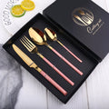 Pink Knife Fork Spoon Silverware Flatware Gold Cutlery Stainless Steel Set Knife Fork Spoon Powder Gold Silverware Flatware