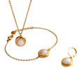 Women's Luxury Premium Non-fading Titanium Steel Ring Earrings Oval Opal Pendant Necklace Joker Light Pearl Stainless Steel Gift