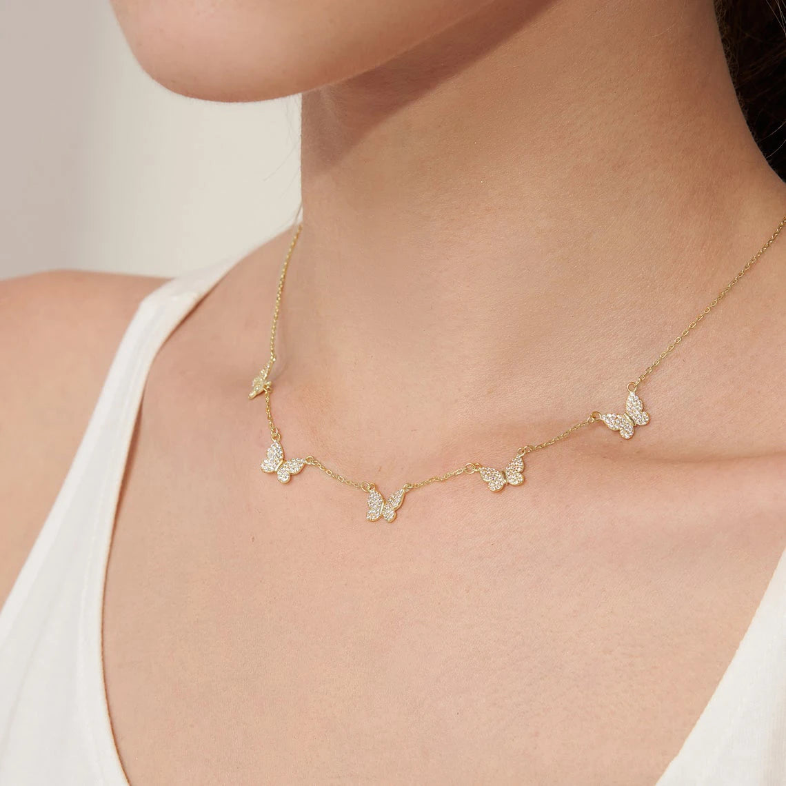 Daochong Custom Dainty Choker Necklace 925 Sterling Silver Butterfly Necklace Jewelry