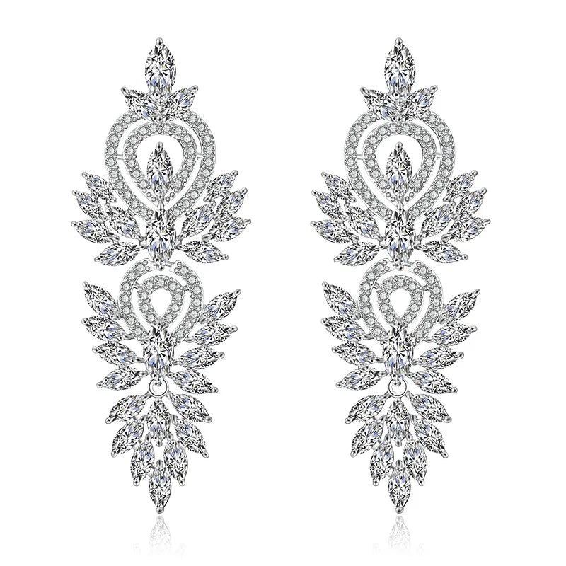 Wholesale Long Atmospheric European and American Fashion Court Earrings Baroque Full Diamond Earrings