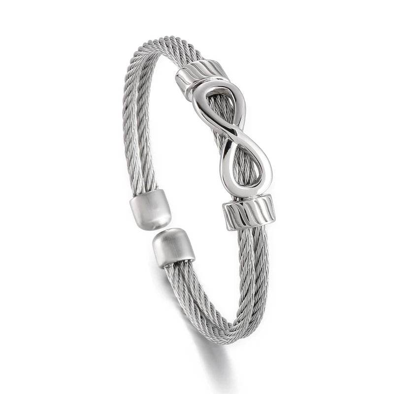 KALEN Unisex Elegant Vintage Stainless Steel Rope Bracelets Cuff Bangles