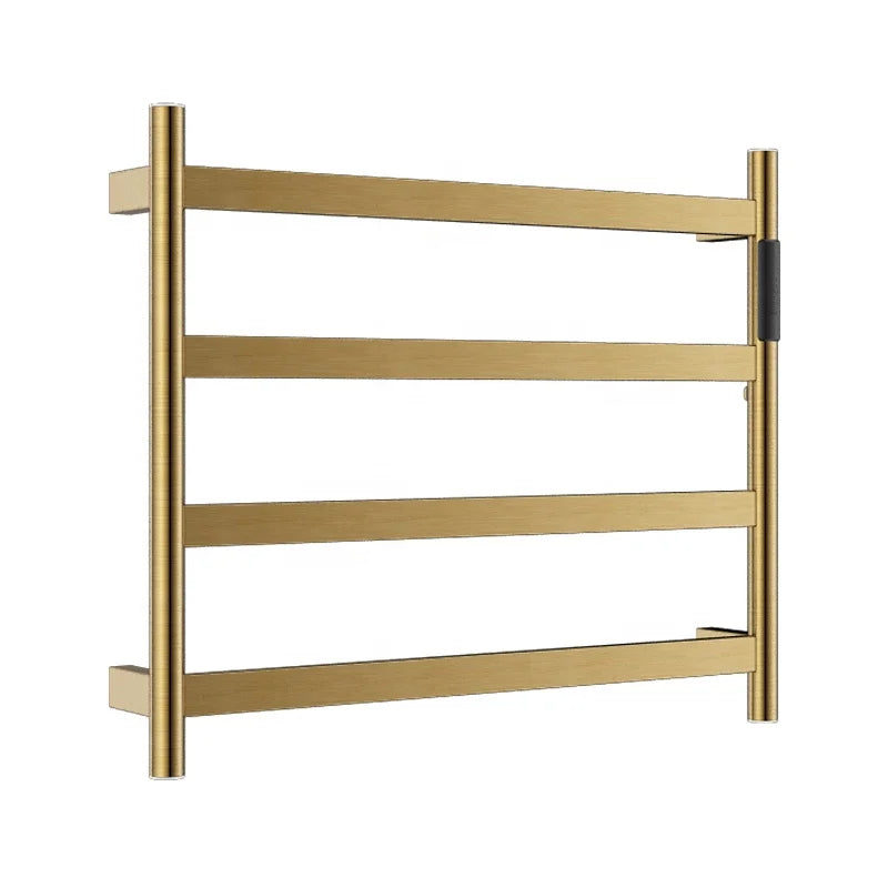 Smart Electric Heated Towel Rail  Stainless Steel Gold Finish Radiator with Timer & Temperature Control for Luxury Bathroom
