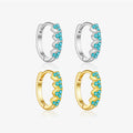FUAMAY Aretes De Lobo Turquoise Jewelry 925 Sterling Silver Turquoise Earings Three Trio Turquoise Hoop Earrings