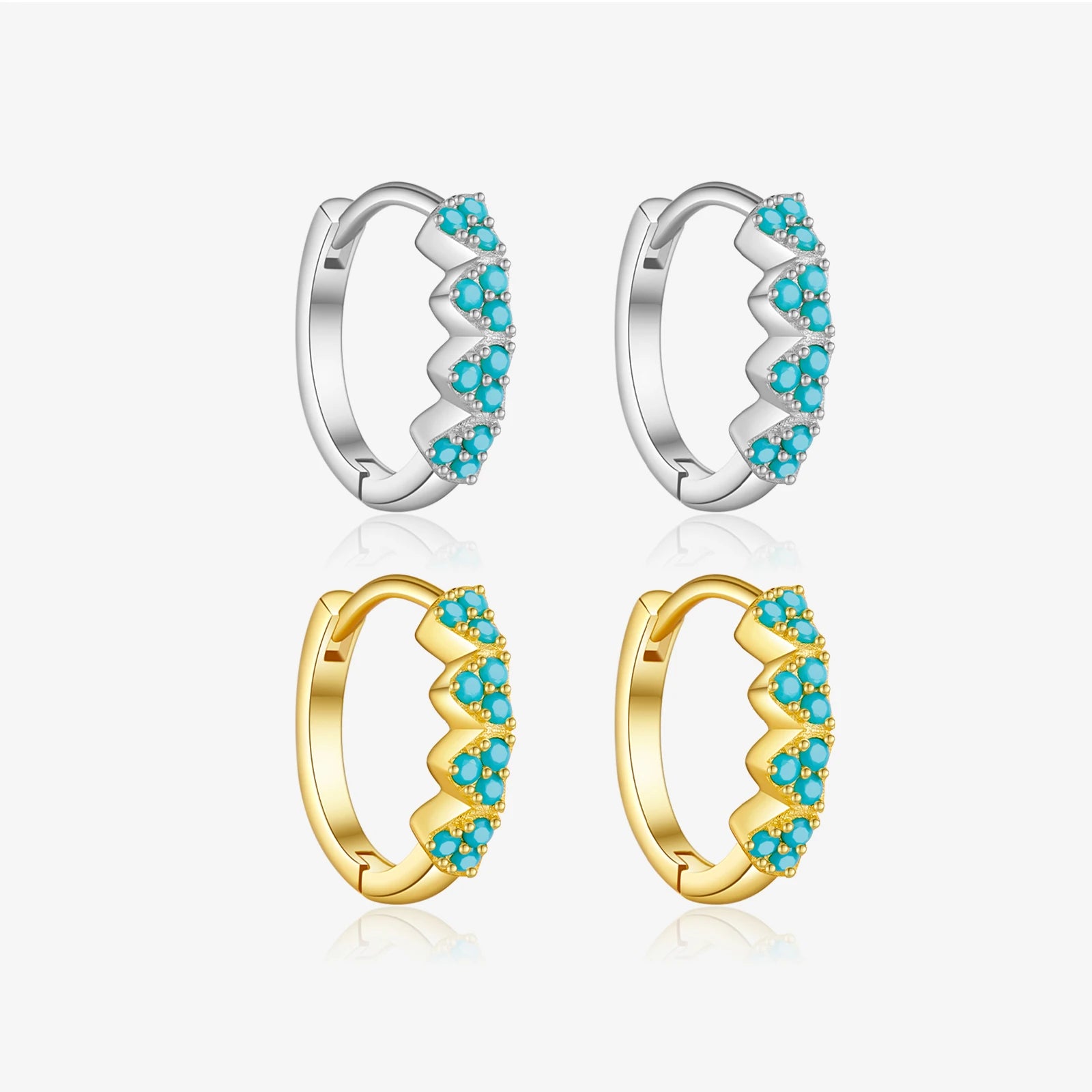FUAMAY Aretes De Lobo Turquoise Jewelry 925 Sterling Silver Turquoise Earings Three Trio Turquoise Hoop Earrings