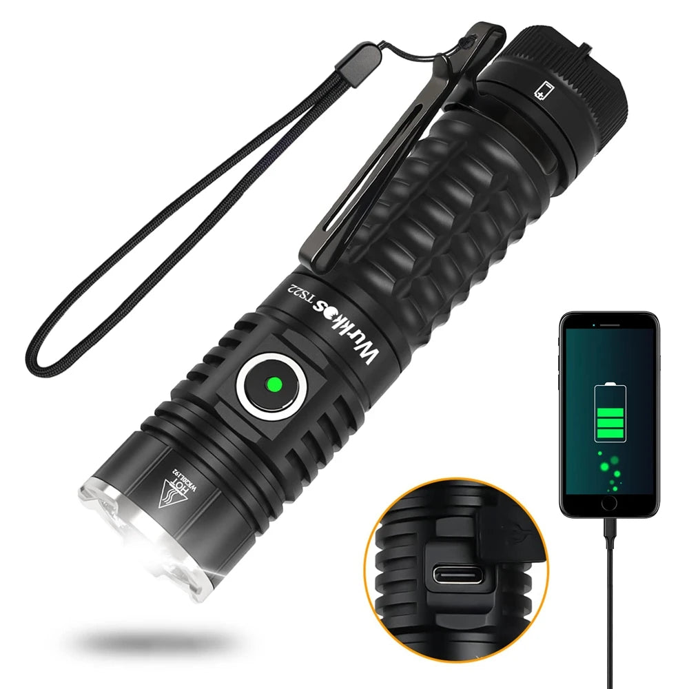 New TS22 USB C Rechargeable 21700 LED Flashlight XHP70.2 Powerful 4500LM
