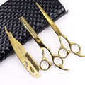 Professional Barber Thinning Scissors Set with Straight Steel Blades and Black Coated Handles for Salon Hair-cutting