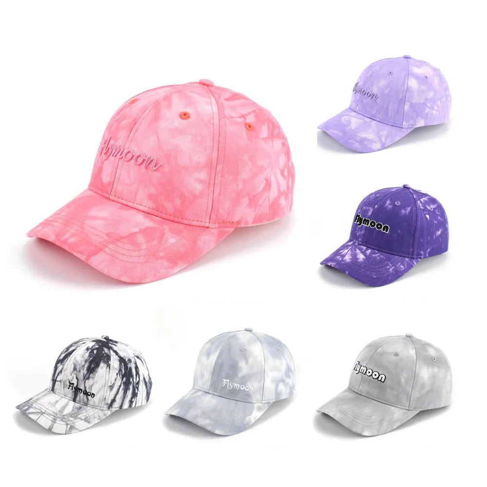 New Fashion Multicolor Tie-dye Baseball Dad Hat Custom 3D Embroidery Logo Sporty 6-Panel Unisex 100% Polyester Fitted Metal