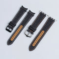 Custom 22mm Comfortable Luxury Leather Band Breathable Canvas Fabric with 18mm Leather Holes for Smart Watches