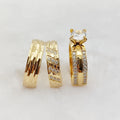 3pcs Bridal Wedding Engagement Rings Sets for Couples Western Love Alliance 24k Gold Plated Fashion Jewelry Ring Bijoux