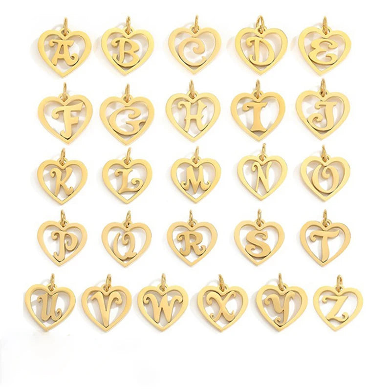 Factory Custom Cursive Letter Pendant Gold Plated Stainless Steel DIY Earrings Heart Pendant