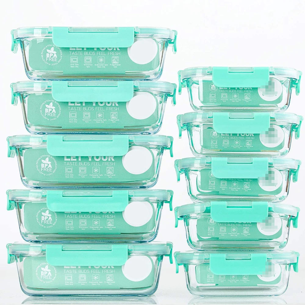 Glass Food Storage Containers with Airtight Lids BPA Free Microwave & Dishwasher Safe Kitchen Essentials for Meal Prep