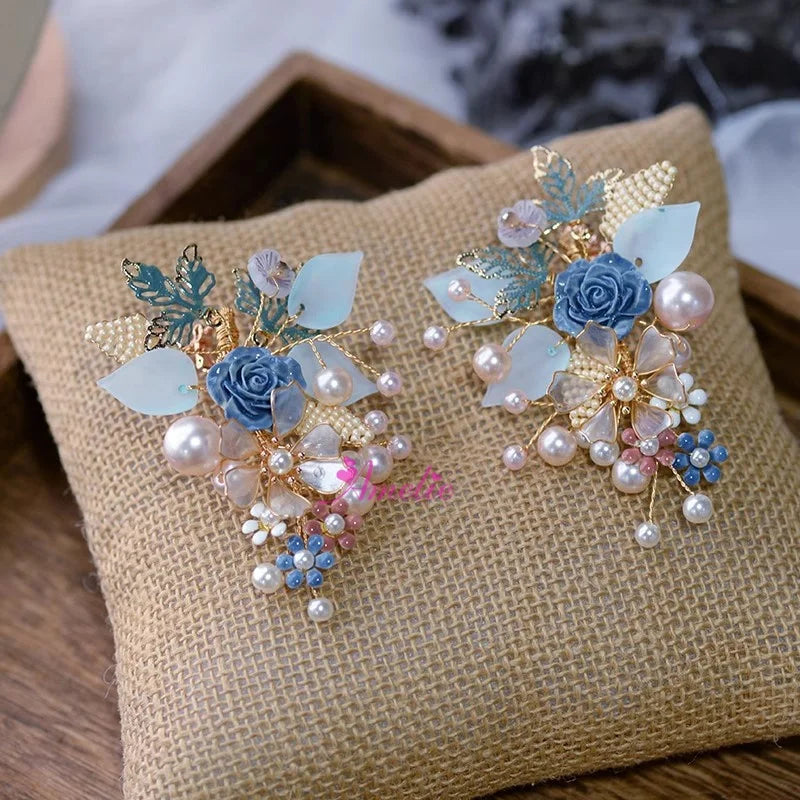 Blue Charm Beach Wedding Accessoires Earrings Jewelry Women No Ear Piercing Clip Earrings